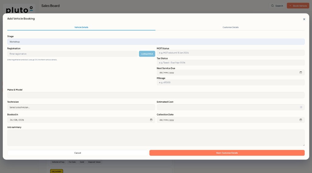 Vehicle search and booking in Plutoo Garage